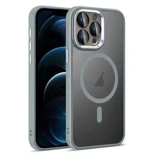 Funda para iPhone 12 Pro Max Colorful Armor Lens Film Translúcido Skin Feel Magsafe (Gris)