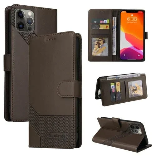 Funda para iPhone 12 Pro Max Gqutrobe Skin Feel Magnética de Cuero (Marrón)