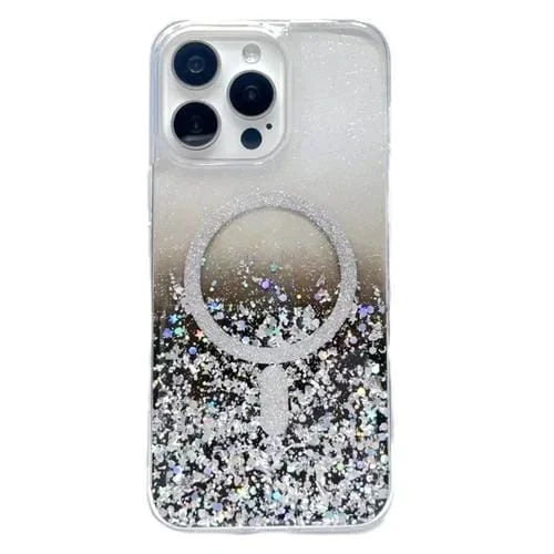 Funda para iPhone 12 Pro Max Gradient Glitter Magsafe PC Hybrid TPU (Negro Degradado)