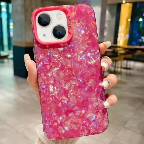 Funda para iPhone 12 Pro Max Imd Shell Texture TPU con Caja de Acrílico (Rosa Roja)