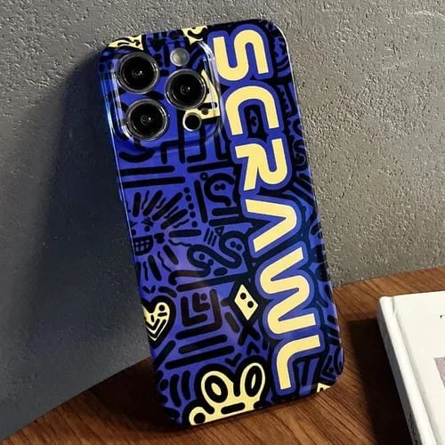 Funda para iPhone 12 Pro Max PC Patrón Pintado Precise Hole (Blue Scr)