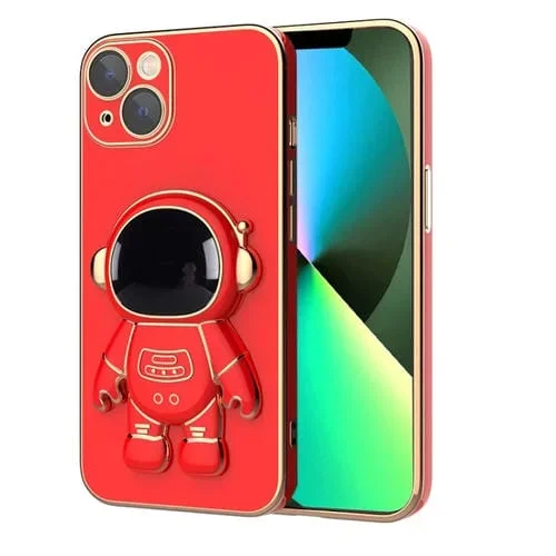 Funda para iPhone 12 Pro Max Plating Astronaut Holder Phone Case (Rojo)