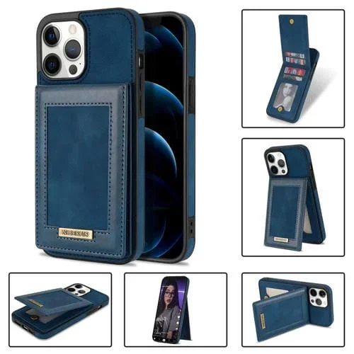 Funda para iPhone 12 Pro N.Bekus Vertical Flip con Ranura para Tarjetas y RFID (Azul)