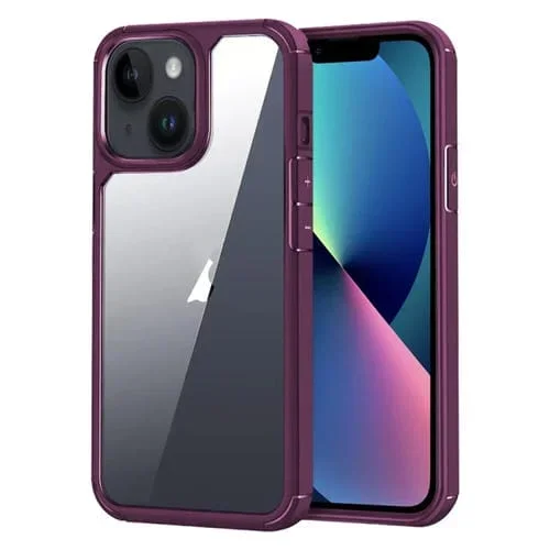 Funda para iPhone 13 Acrílico + TPU Transparente a Prueba de Golpes (Rojo Vino)