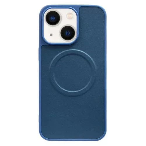 Funda para iPhone 13 Magsafe 2 En 1 Cuero y Silicona Magnética (Azul)