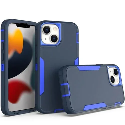 Funda para iPhone 13 Mini 2 En 1 Magnética PC + TPU (Azul Real + Azul Oscuro)