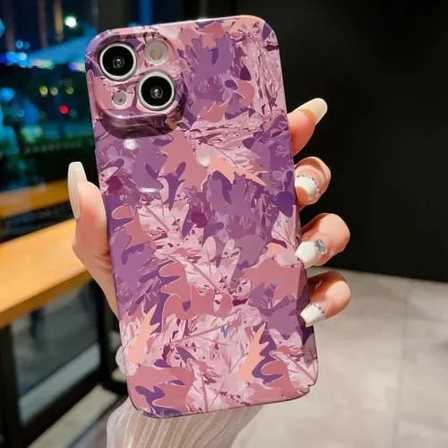 Funda para iPhone 13 Mini PC Precise Hole Camouflage Pattern (Rosa Púrpura)