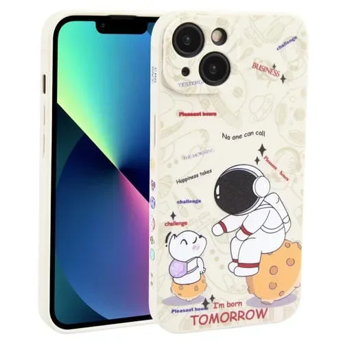 Funda para iPhone 13 Mini TPU Frosted Astronaut Pattern (Blanco)