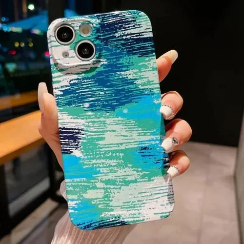 Funda para iPhone 13 PC Precise Hole Camouflage Pattern (Azul Verde)