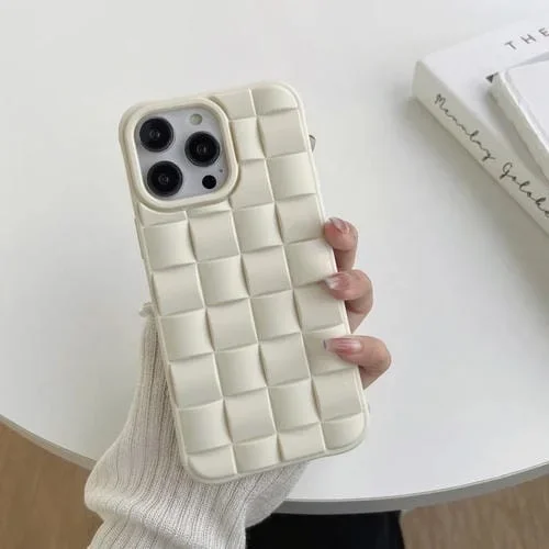 Funda para iPhone 13 Pro 3D Cube Weave Texture Skin Feel (Beige)