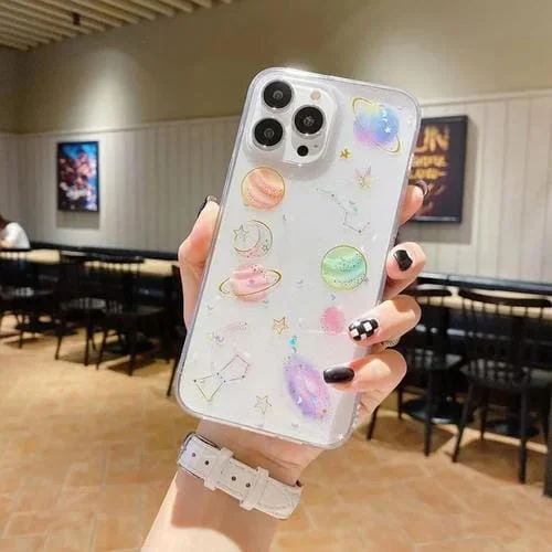 Funda para iPhone 13 Pro Cosmic Star Glitter Epoxy TPU Phone Case (Transparente)