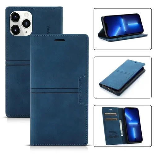 Funda para iPhone 13 Pro Dream Magnetic Suction Cuero de PU con Tapa Horizontal Soporte Ranura para Tarjeta y Billetera (Azul)
