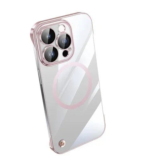 Funda para iPhone 13 Pro Galvanoplastia sin Marco Magsafe Magnética para PC (Rosa)