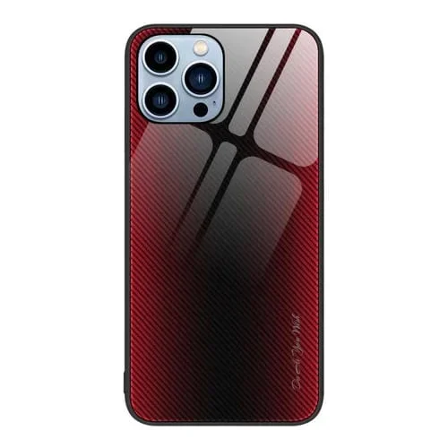Funda para iPhone 13 Pro Glass TPU Texture Gradient Protección (Rojo)