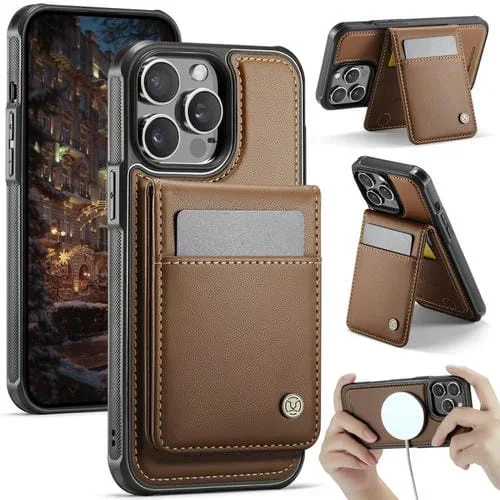 Funda para iPhone 13 Pro Jeehood J06 con Tarjetero Rfid Magsafe Estilo Británico (Marrón)