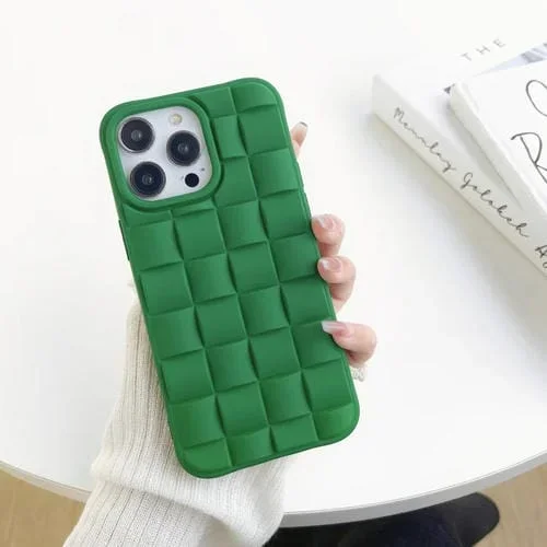 Funda para iPhone 13 Pro Max 3D Cube Weave Texture Skin Feel (Verde)