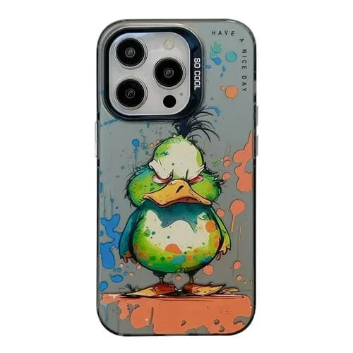 Funda para iPhone 13 Pro Max Animal Pattern Oil Painting Series PC + TPU (Wrath Duck)