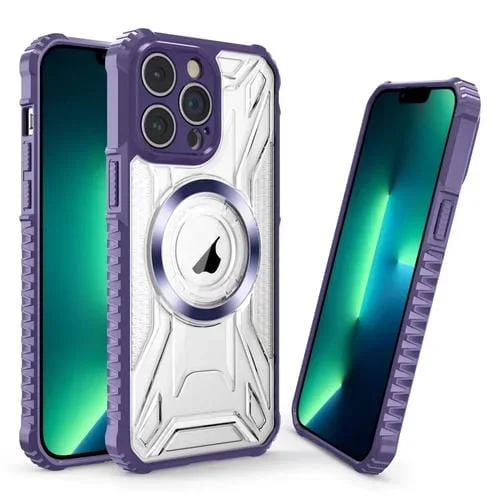 Funda para iPhone 13 Pro Max Cd Texture Magsafe Phone Case (Morado Oscuro)