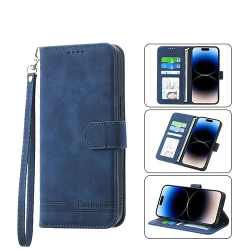 Funda para iPhone 13 Pro Max Dierfeng Dream Line TPU y Cuero PU (Azul)