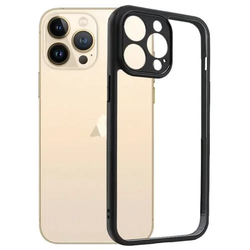 Funda para iPhone 13 Pro Max Frosted TPU y Transparente para PC (Negro)