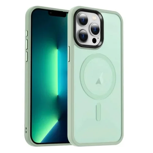 Funda para iPhone 13 Pro Max Magsafe con Sensación de Piel Magnética Esmerilada (Verde Claro)