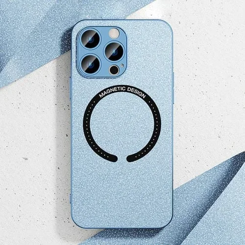 Funda para iPhone 13 Pro Max Magsafe de Cuero Galvanizada (Azul)