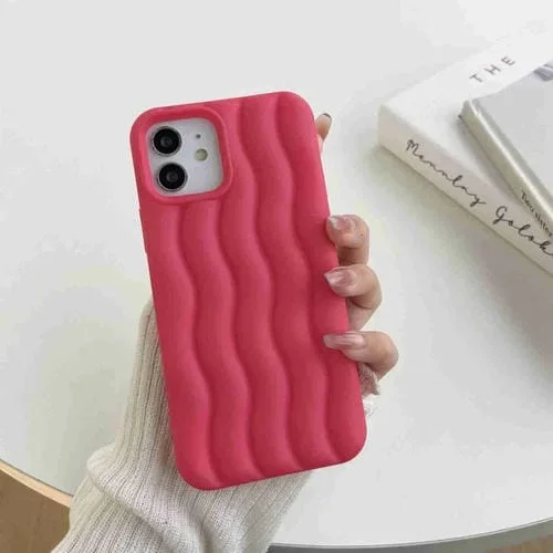 Funda para iPhone 13 Pro Max Skin Feel 3D Water Wave Texture (Rosa Roja)