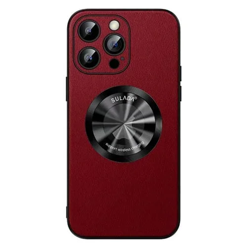 Funda para iPhone 13 Pro Max Sulada Microfiber Leather Magsafe Magnetic Phone Case (Rojo)