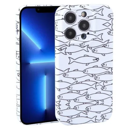 Funda para iPhone 13 Pro PC Cobertura Total Red a Prueba de Polvo (Escuela de Peces)