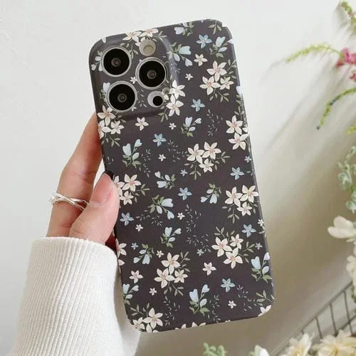 Funda para iPhone 13 Pro PC Water Sticker Flower Pattern (Negro)