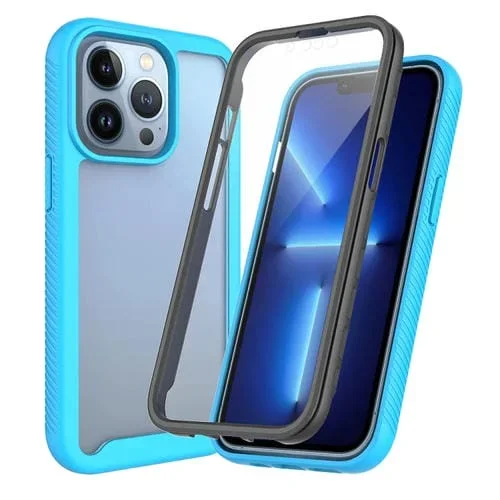 Funda para iPhone 13 Pro Starry Sky Solid Color Series PC + TPU a Prueba de Golpes con Película Pet (Azul Cielo)