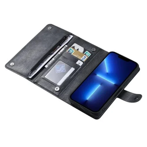 Funda para iPhone 13 Pro Vili Gv Series Magsafe Cuero con Cremallera Magnética (Negro)