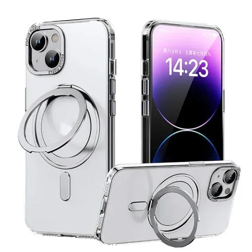 Funda para iPhone 14 360 Rotación Magsafe Magnético Skin Feel (Plata)