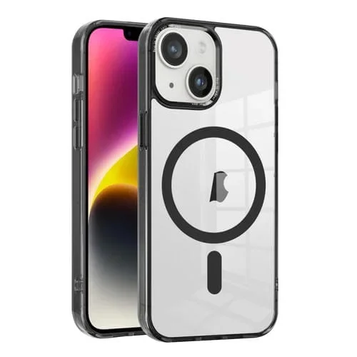 Funda para iPhone 14 Ice Color Magnetic Series PC con Estuche Acrílico para Teléfono Magsafe (Negro)