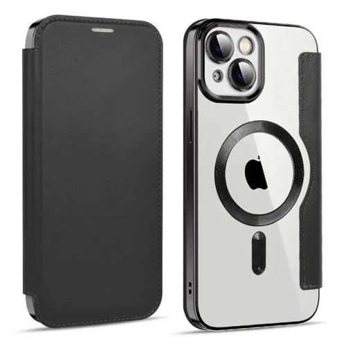 Funda para iPhone 14 Magsafe Magnetic Rfid de Cuero Antirrobo (Negro)