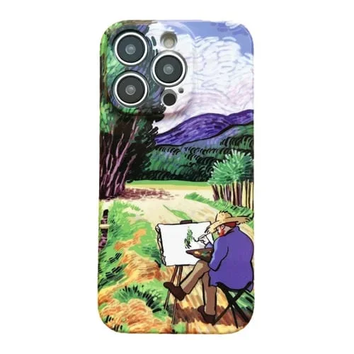 Funda para iPhone 14 PC Patrón de Pintura al Óleo Agujero Preciso (Pintura)