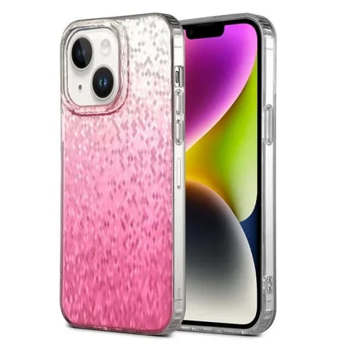 Funda para iPhone 14 Plus Dynamic Colorful Rhombus Diamond Series PC + TPU (Rosa)