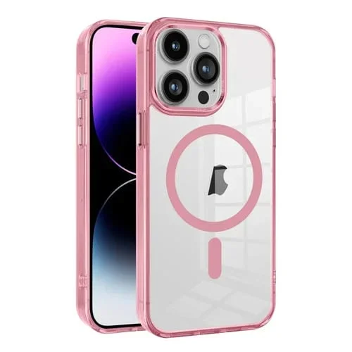 Funda para iPhone 14 Pro Max Ice Color Magnetic Series PC + Estuche Acrílico para Teléfono Magsafe (Rosa)