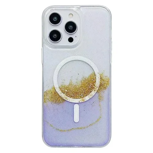 Funda para iPhone 14 Pro Max Magsafe Gilding Hybrid Clear TPU (Púrpura)