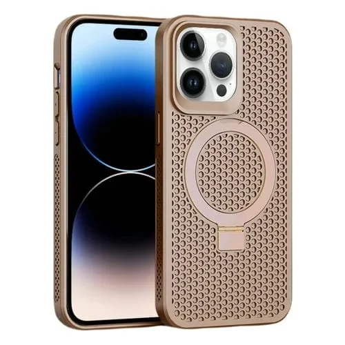 Funda para iPhone 14 Pro Max Skin Feel PC + TPU Magnética con Enfriamiento y Soporte (Rosa)