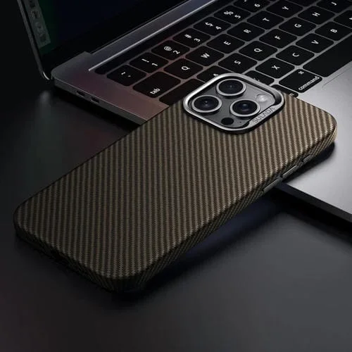 Funda para iPhone 14 Pro Sulada 600D Kevlar Texture PC a Prueba de Golpes (Marrón)