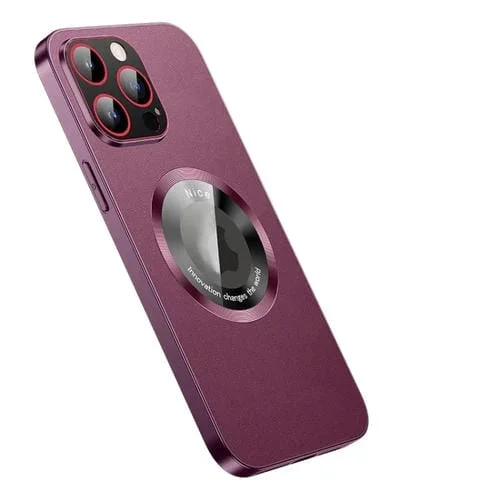Funda para iPhone 14 R-Just Rh05 Magnética de Cuero y Metal (Púrpura)