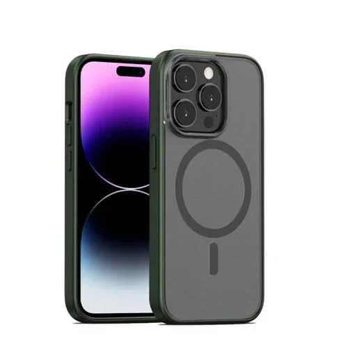 Funda para iPhone 14 Skin Feel Frosted Magsafe Phone Case (Verde)
