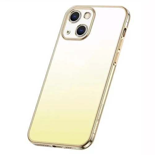 Funda para iPhone 14 Sulada Iridiscencia Serie Recubrimiento Transparente Gradiente (Oro)