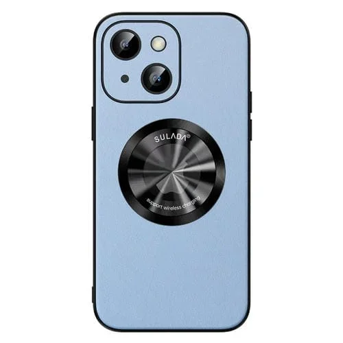 Funda para iPhone 14 Sulada Microfiber Leather Magsafe Magnetic Phone Case (Sierra Blue)