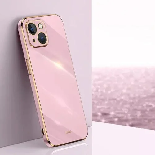 Funda para iPhone 14 Xinli Straight 6D Plating Estuche TPU a Prueba de Golpes (Púrpura Cereza)