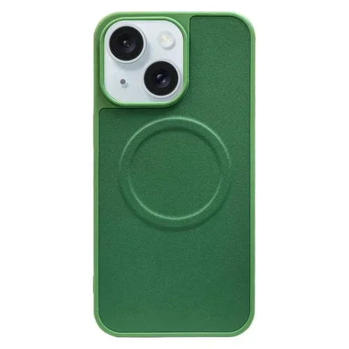 Funda para iPhone 15 2 En 1 Magsafe Cuero y Silicona Magnética (Verde)