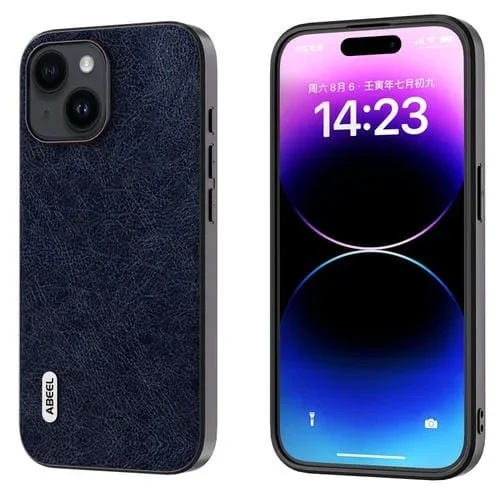 Funda para iPhone 15 Abeel Retro Litchi Texture PU Phone Case (Negro)