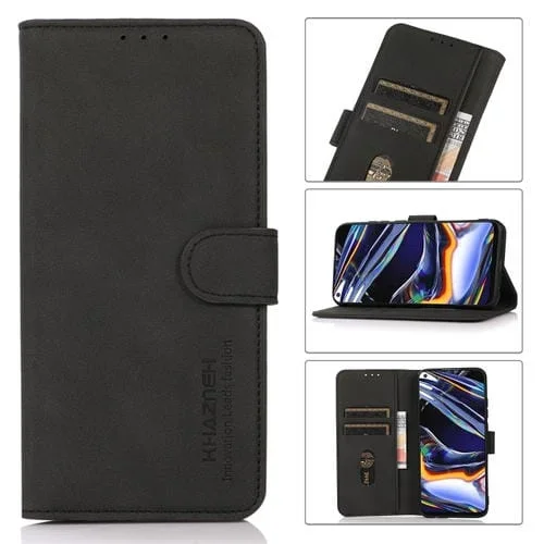 Funda para iPhone 15 Khazneh Cuero Textura Mate para Teléfono (Negro)