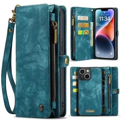 Funda para iPhone 15 Plus Caseme 008 Cuero Multifuncional Desmontable (Azul)
